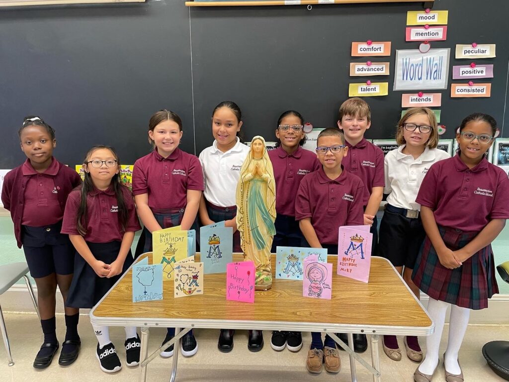 Students presenting their handmade cards